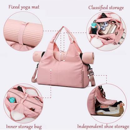 Sport Gym Bag Women Outdoor Waterproof Separate Space for Shoes Weeks Travel Duffel Bag for Swimming Leisure Travel Bag
