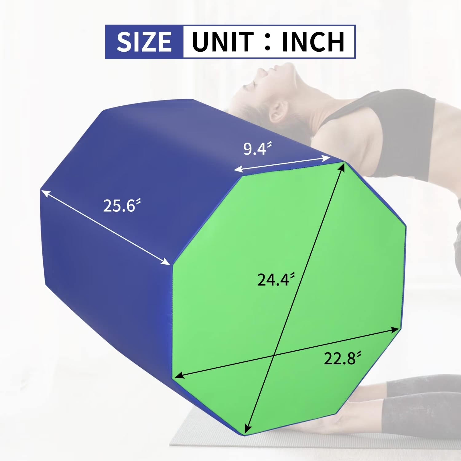 24.4" X 25.6" Gymnastics Octagon Tumbler Trainer Exercise Mat Tumbling Equipment, Blue