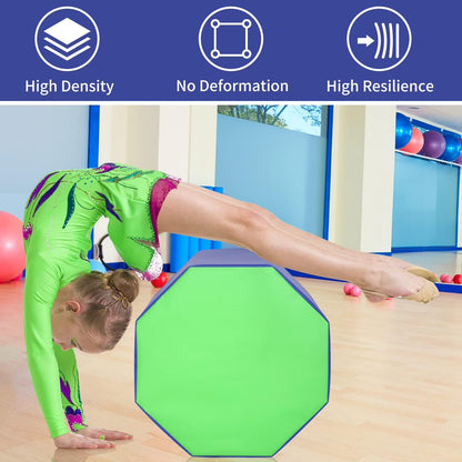 24.4" X 25.6" Gymnastics Octagon Tumbler Trainer Exercise Mat Tumbling Equipment, Blue