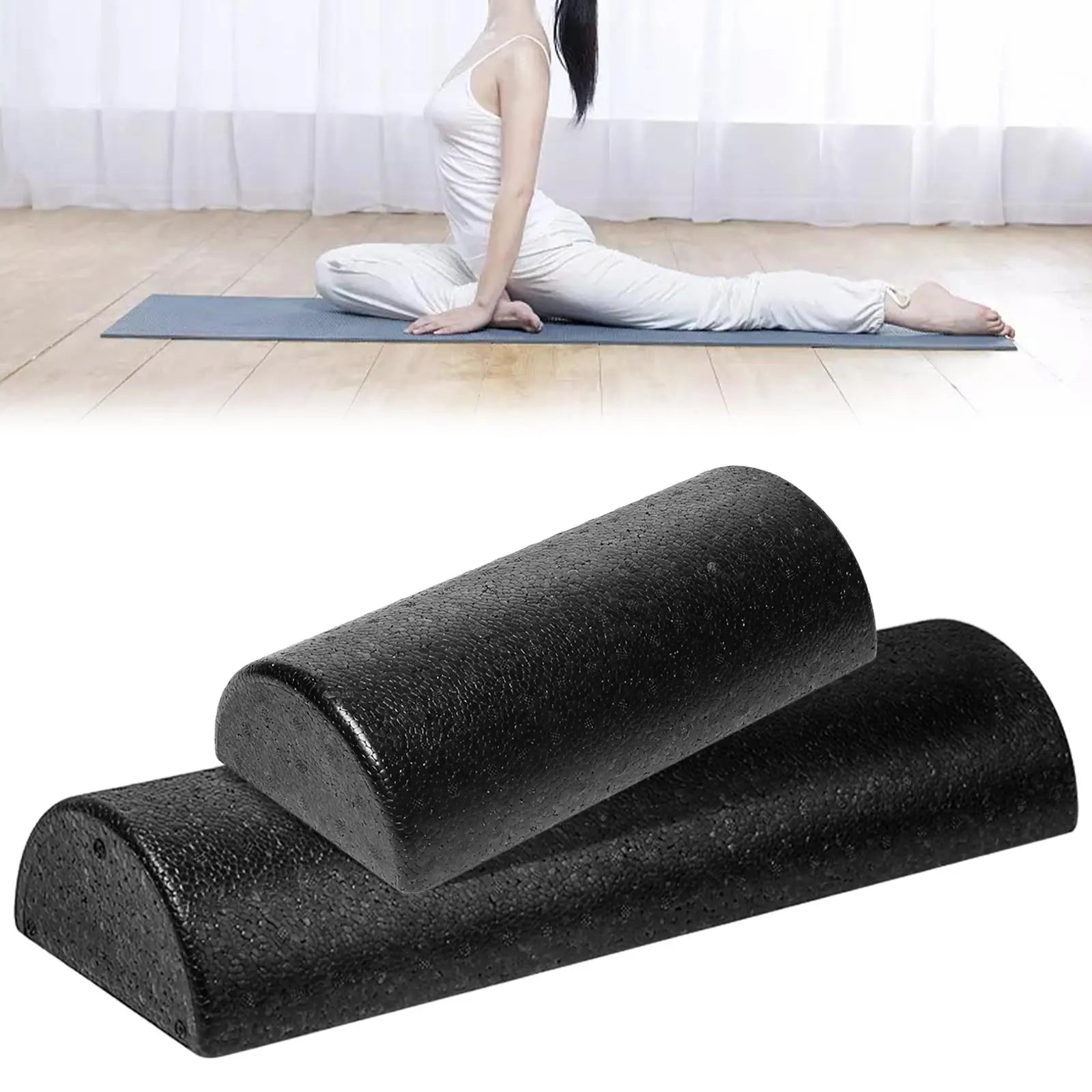 Half round Yoga Column Roller Tool Balance Training Roller Block Foam Roller Muscle Roller for Exercise Home Yoga Pilates Sport