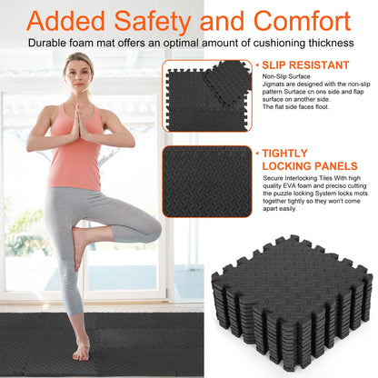 Extra Thick Puzzle Exercise Mat Interlocking Foam Mats 12/24-Pack
