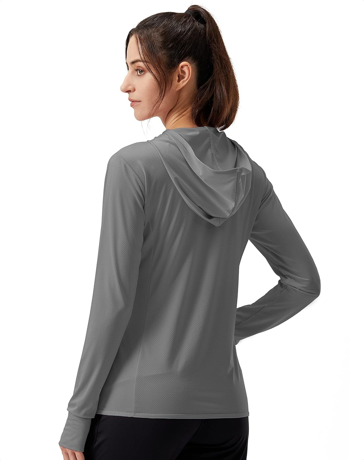 Women'S UPF 50+ Sun Protection Hoodie Jacket Lightweight Long Sleeve Sun Shirt for Women with Pocket Hiking Outdoor