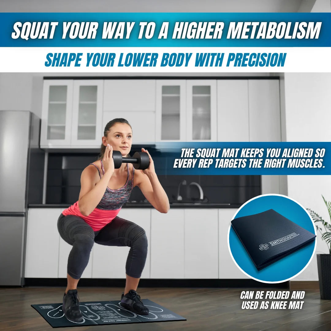 Squat Mat Exercise Kneeling Pad | 30.75-Inch Mat for Leg Muscle Targeting | Folds to 0.9-In. Thick Knee Pad - Ab Rollouts - Knee Pushups | Cushion Elbows - Planks | Black