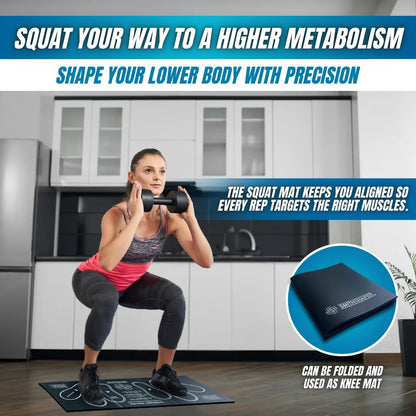 Squat Mat Exercise Kneeling Pad | 30.75-Inch Mat for Leg Muscle Targeting | Folds to 0.9-In. Thick Knee Pad - Ab Rollouts - Knee Pushups | Cushion Elbows - Planks | Black