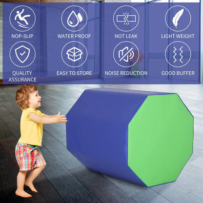 24.4" X 25.6" Gymnastics Octagon Tumbler Trainer Exercise Mat Tumbling Equipment, Blue