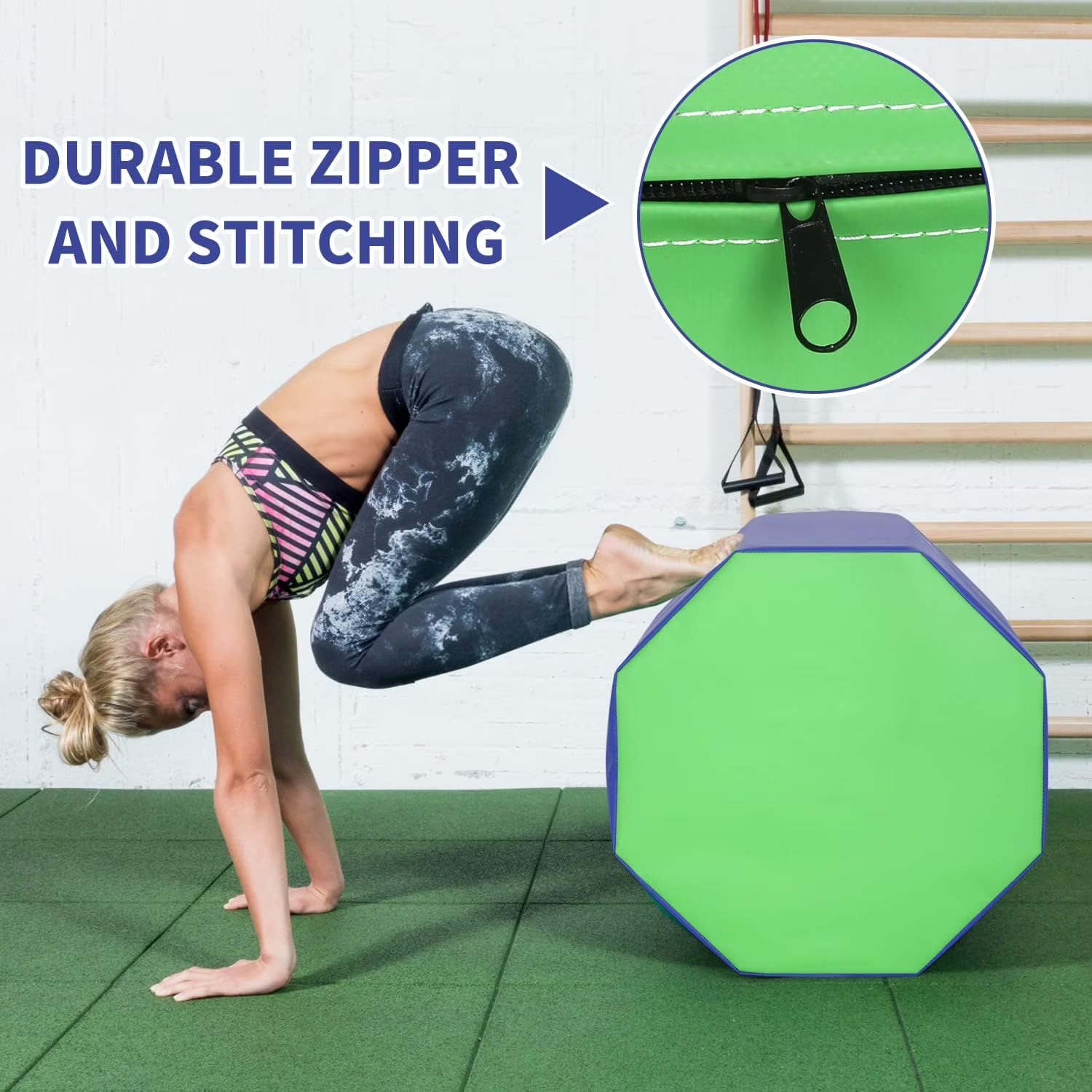 24.4" X 25.6" Gymnastics Octagon Tumbler Trainer Exercise Mat Tumbling Equipment, Blue