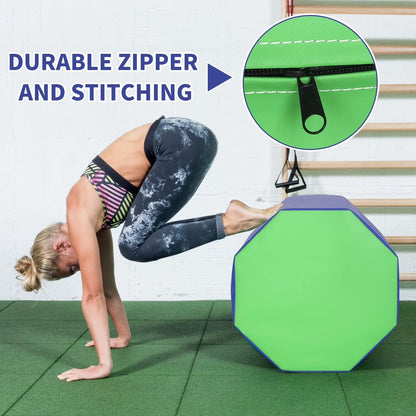 24.4" X 25.6" Gymnastics Octagon Tumbler Trainer Exercise Mat Tumbling Equipment, Blue