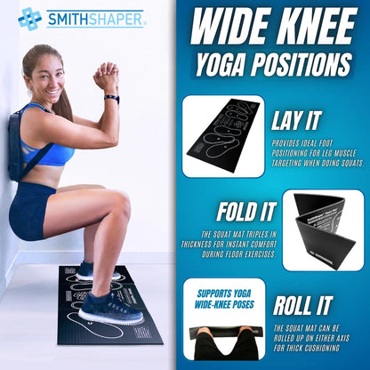 Squat Mat Exercise Kneeling Pad | 30.75-Inch Mat for Leg Muscle Targeting | Folds to 0.9-In. Thick Knee Pad - Ab Rollouts - Knee Pushups | Cushion Elbows - Planks | Black