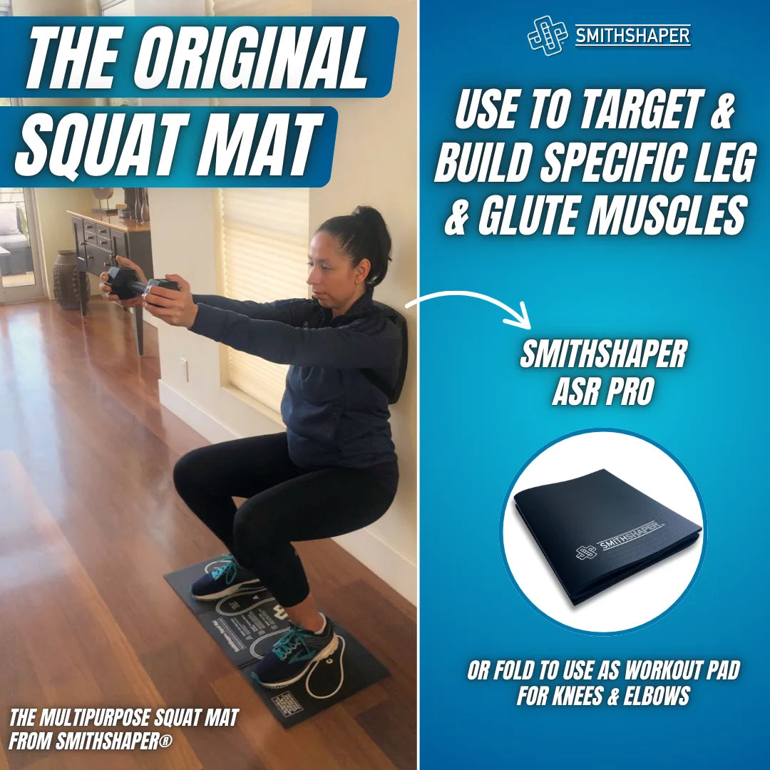 Squat Mat Exercise Kneeling Pad | 30.75-Inch Mat for Leg Muscle Targeting | Folds to 0.9-In. Thick Knee Pad - Ab Rollouts - Knee Pushups | Cushion Elbows - Planks | Black
